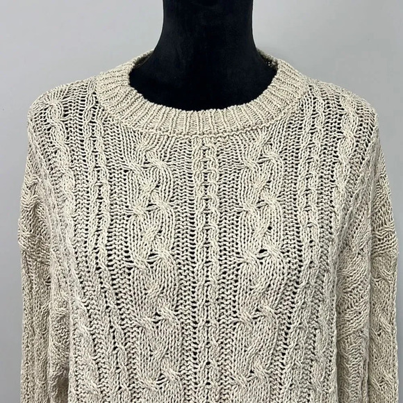 NWT MANGO Women’s Knitted Braided Sweater color Sand size Large - Picture 4 of 12